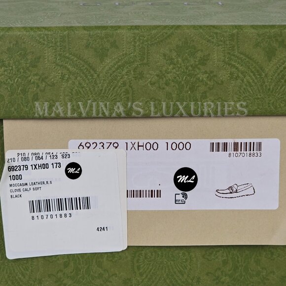 GUCCI SHOES MENS LOAFERS MOCCASINS G LOGO BLACK LEATHER - Picture 15 of 15